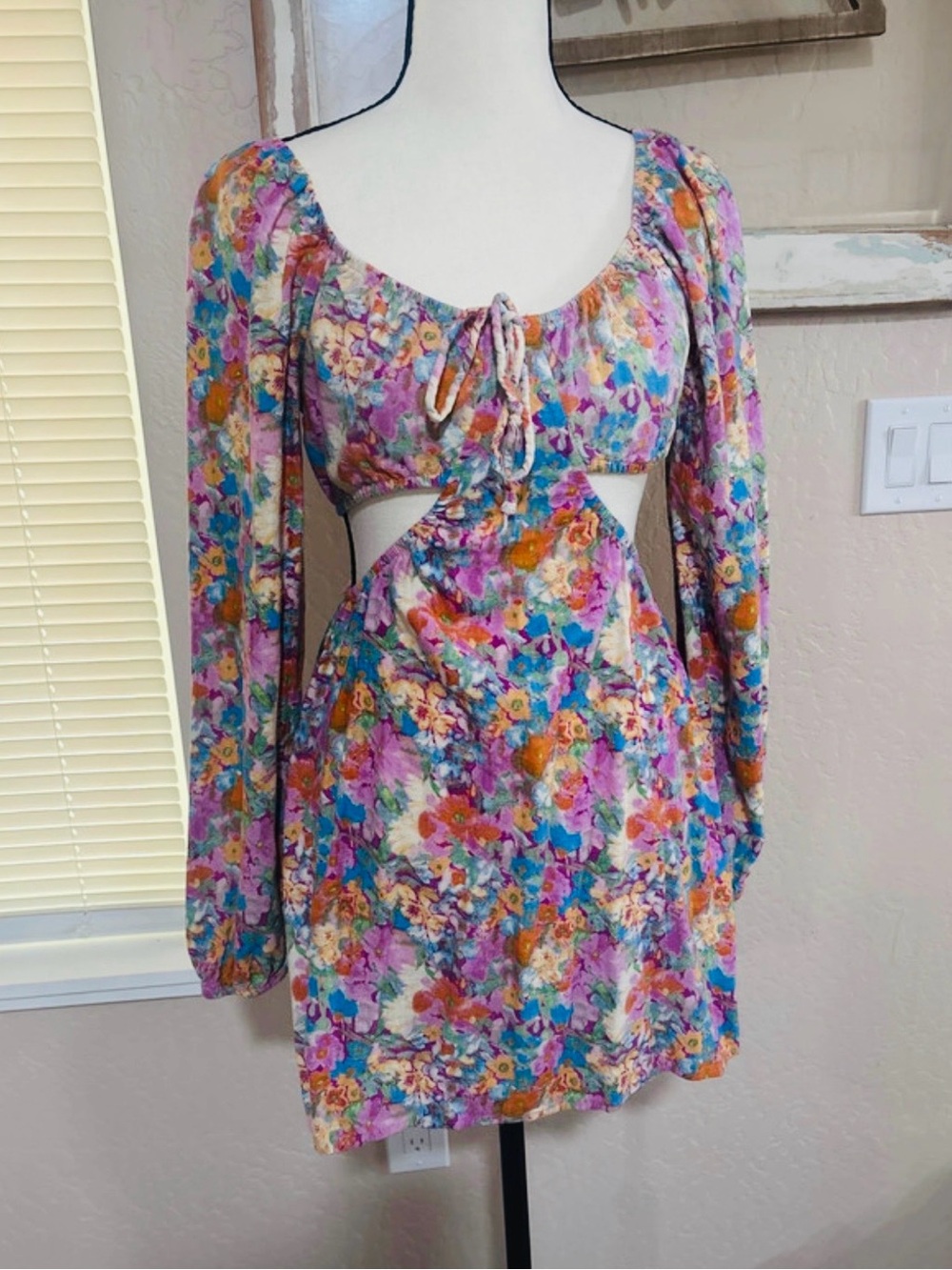 wild fable Floral Mini Dress in Pink, Orange, Blue